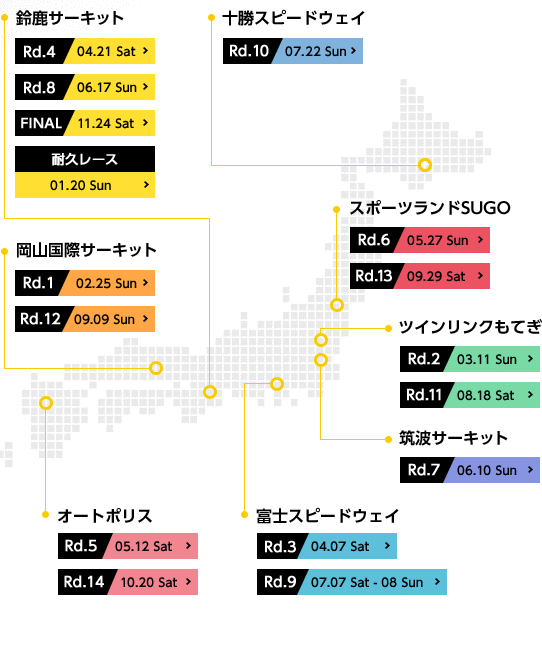 2018 Race Schedule Map