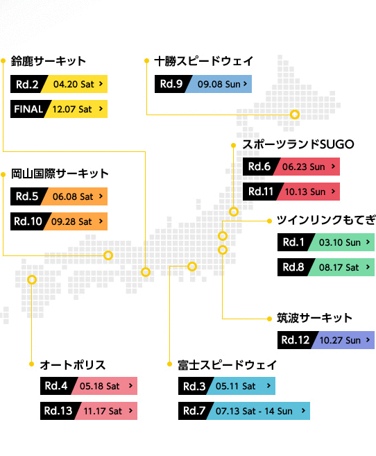 2019 Race Schedule Map